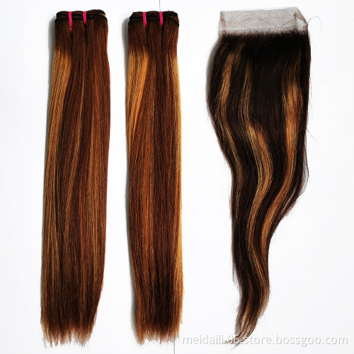 Human Hair Weave Bundle Extension Indian Soft Wholesale Silky Straight Wave Colorful Hair Bundles